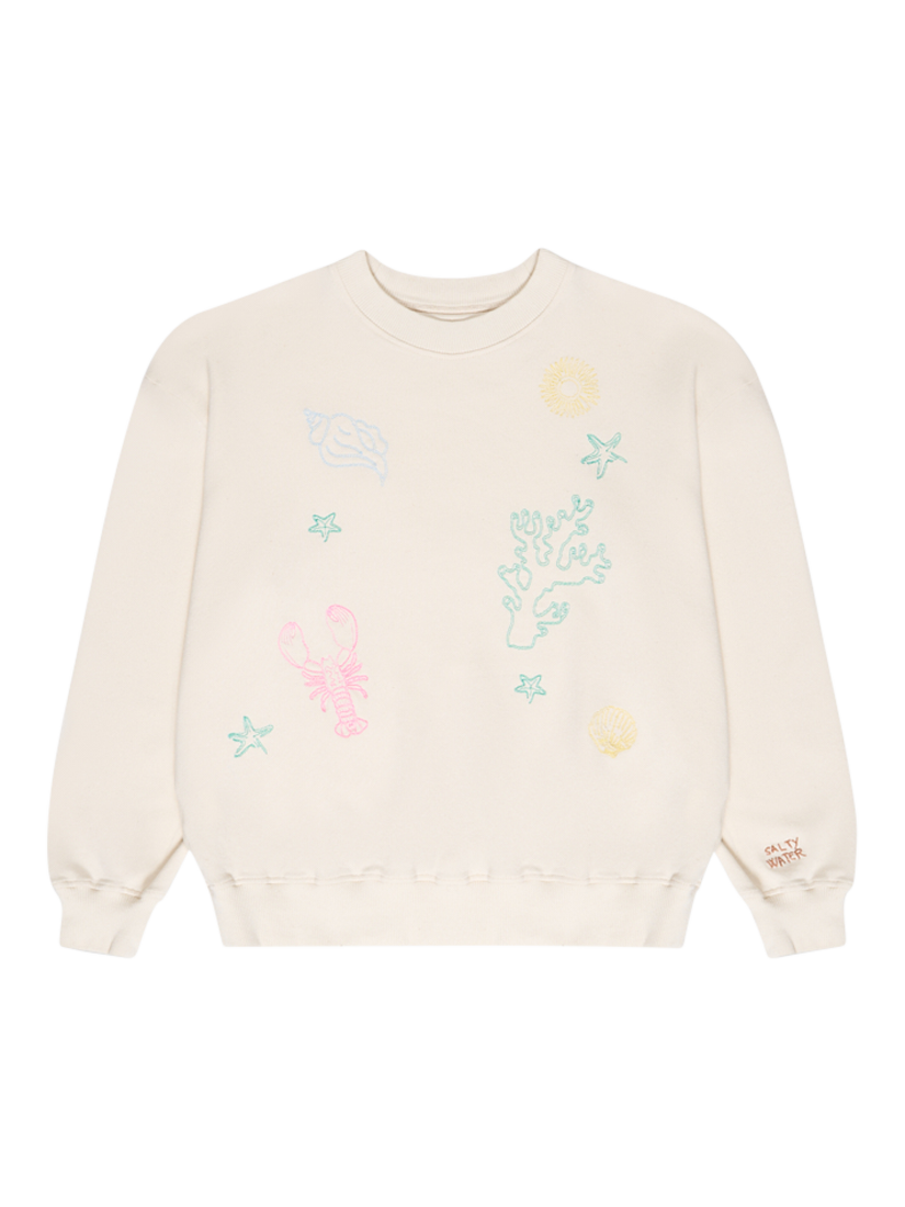 Product image 7 of 8, which shows The New Society Kids' Kostas Cotton Ribbed Sweatshirt, Macadamia, 4 years
