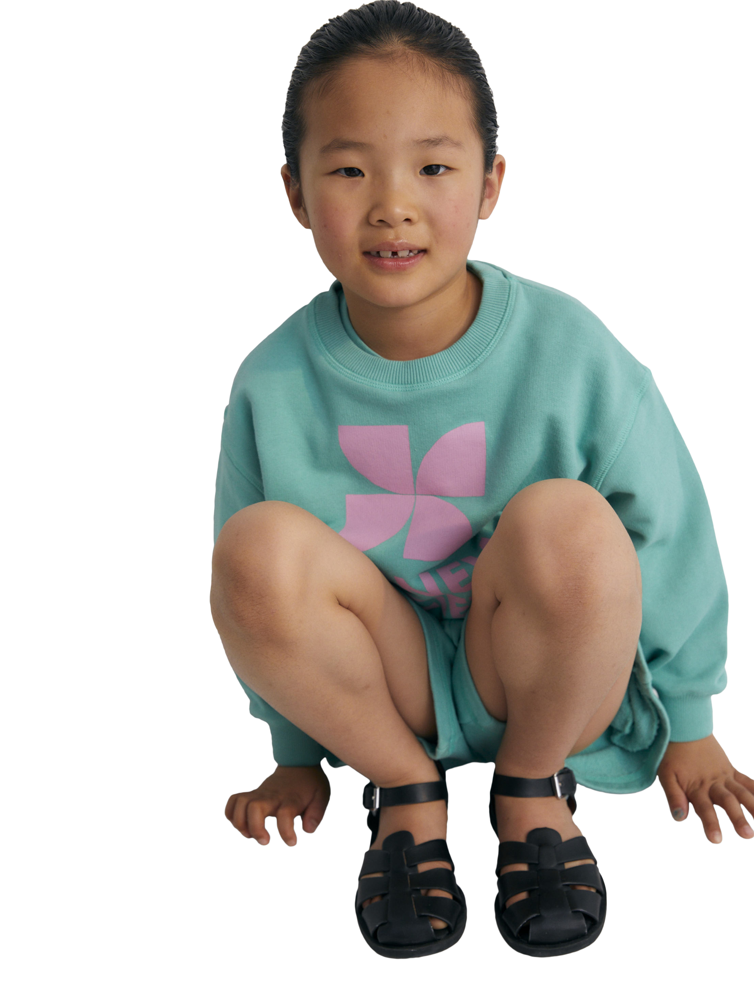 Product image 2 of 4, which shows The New Society Kids' Mykonos Cotton Logo Sweatshirt, Jade, 4 years