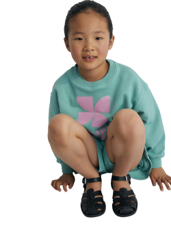 The New Society Kids' Mykonos Cotton Logo Sweatshirt, Jade - view 2, Jade
