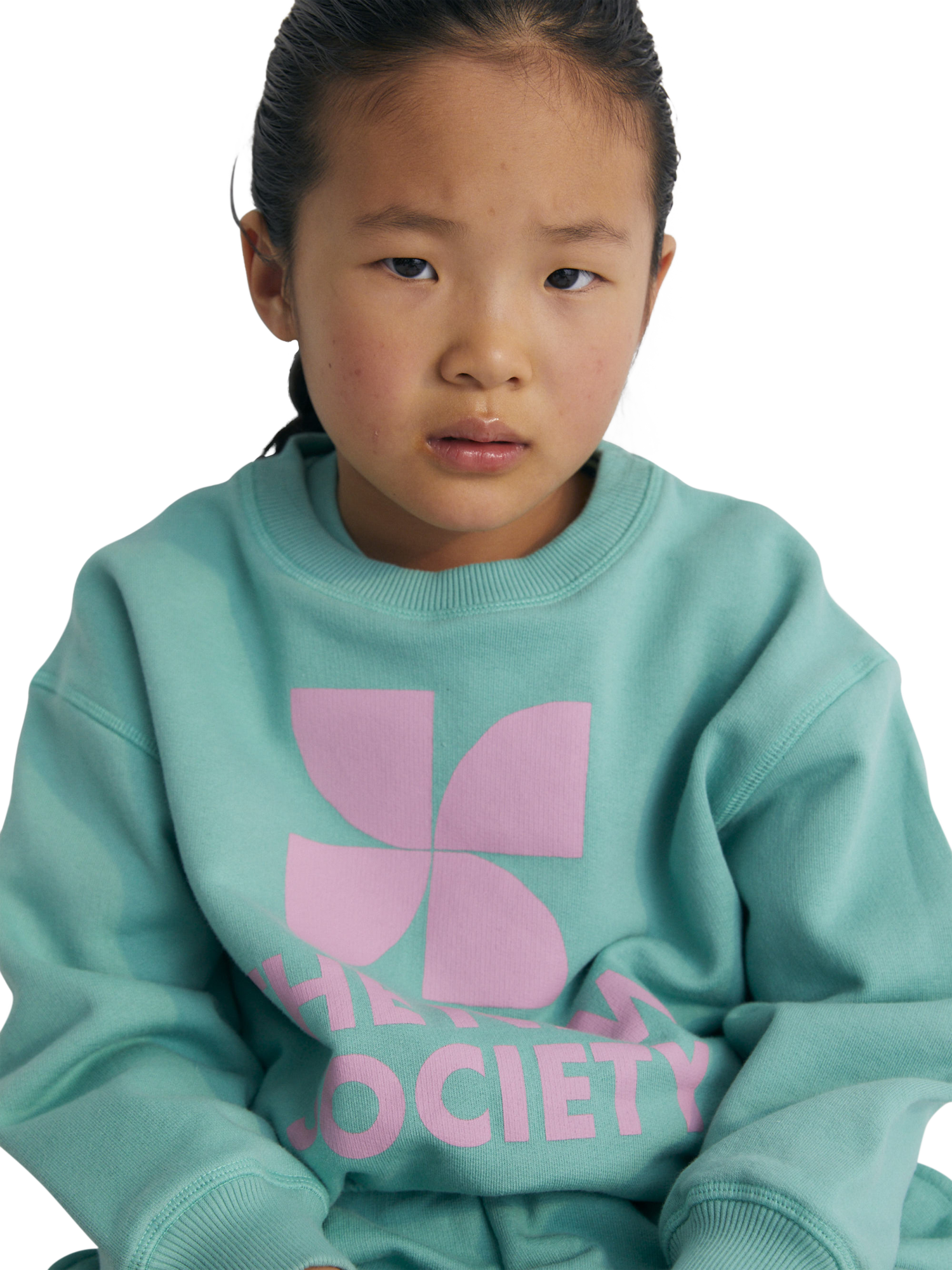 Product image 3 of 4, which shows The New Society Kids' Mykonos Cotton Logo Sweatshirt, Jade, 4 years