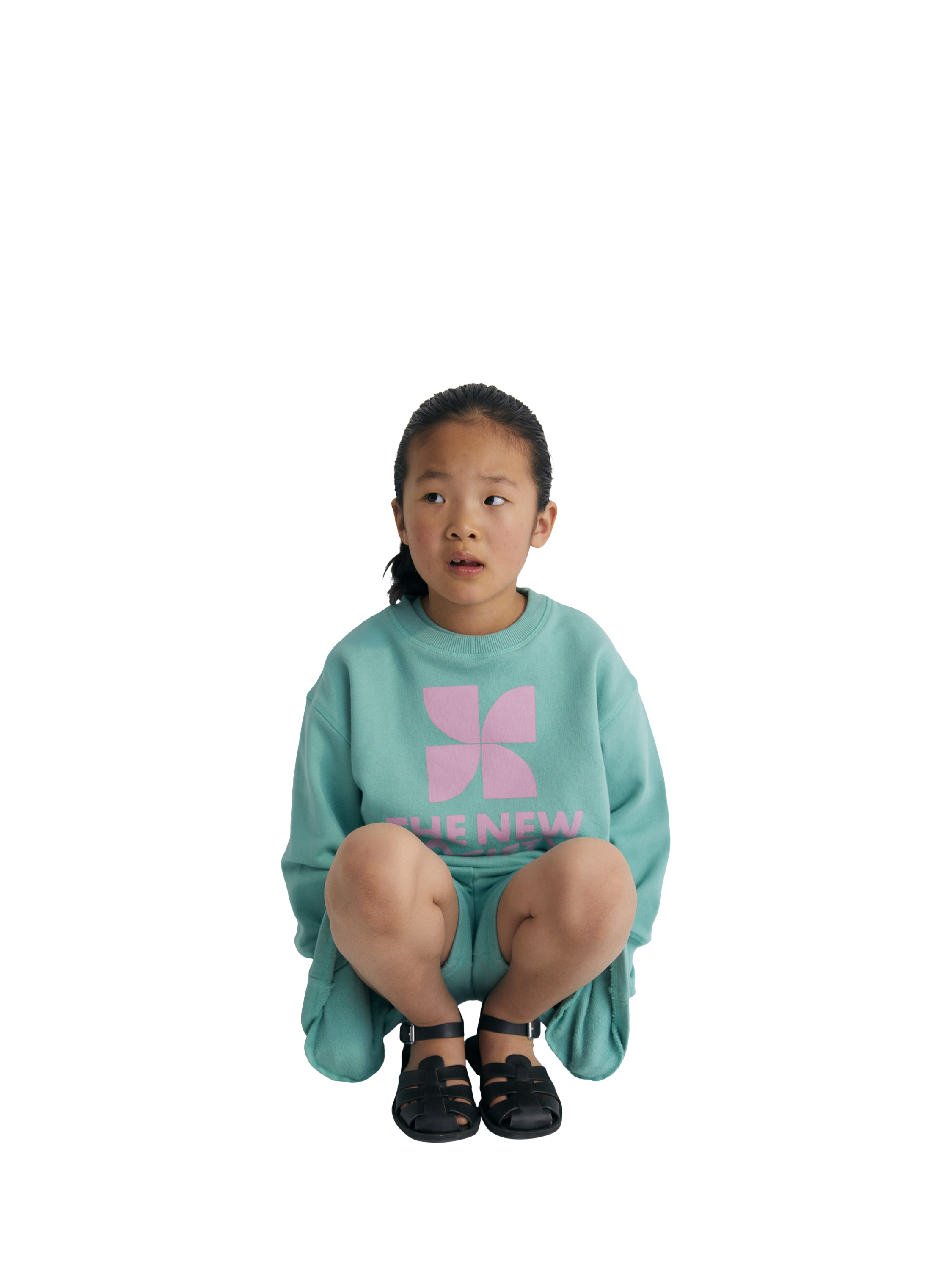 Product image 4 of 4, which shows The New Society Kids' Mykonos Cotton Logo Sweatshirt, Jade, 4 years