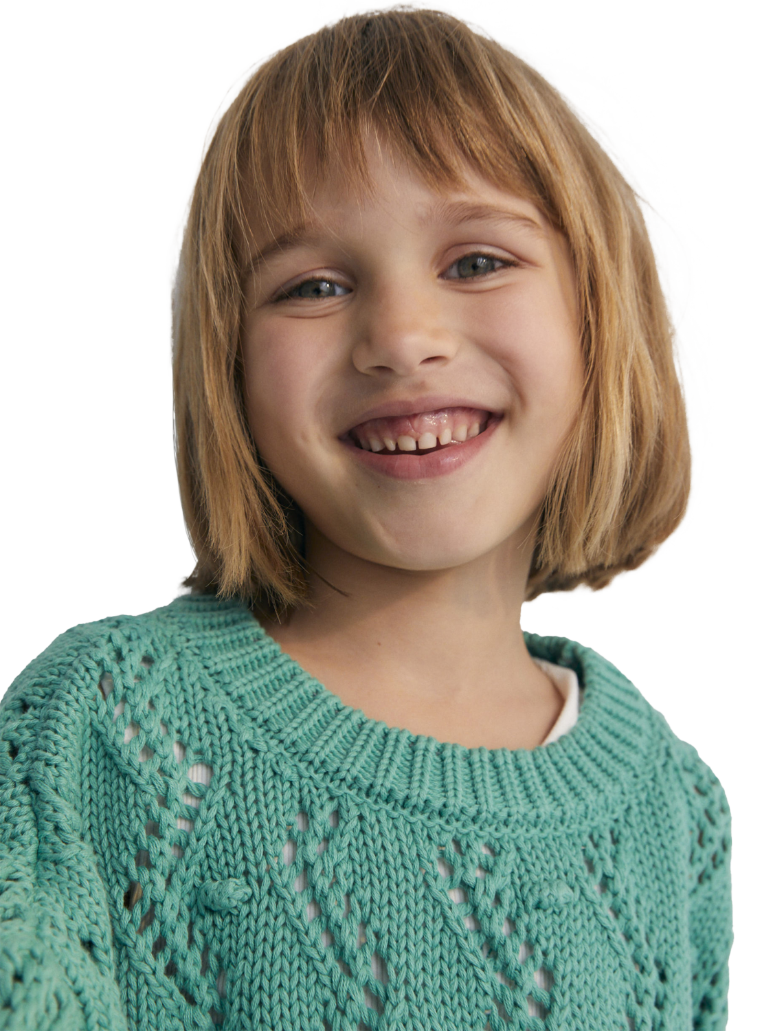 Product image 2 of 6, which shows The New Society Kids' Sifnos Cotton Knitted Ribbed Jumper, Jade, 4 years