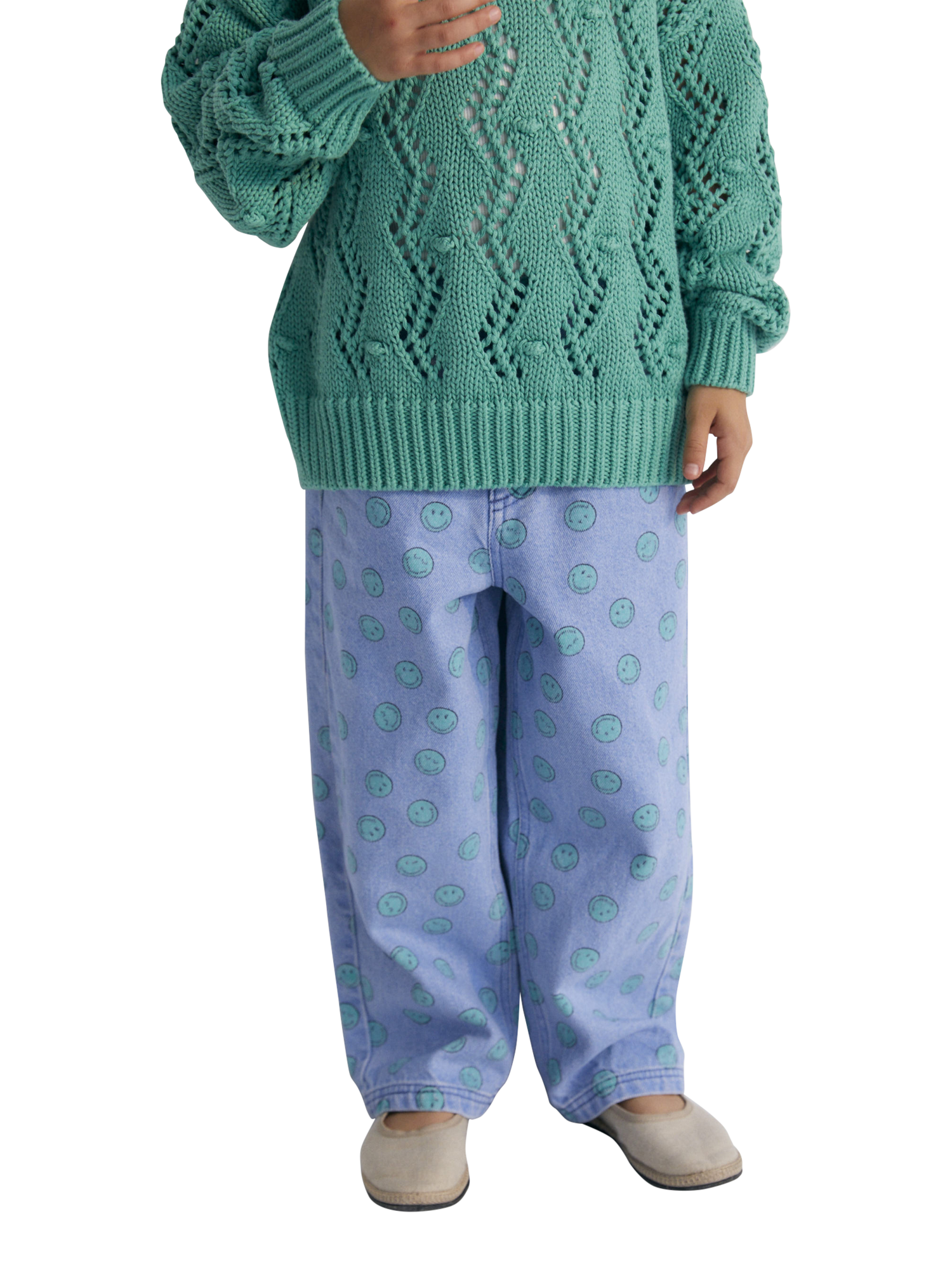 Product image 3 of 6, which shows The New Society Kids' Sifnos Cotton Knitted Ribbed Jumper, Jade, 4 years