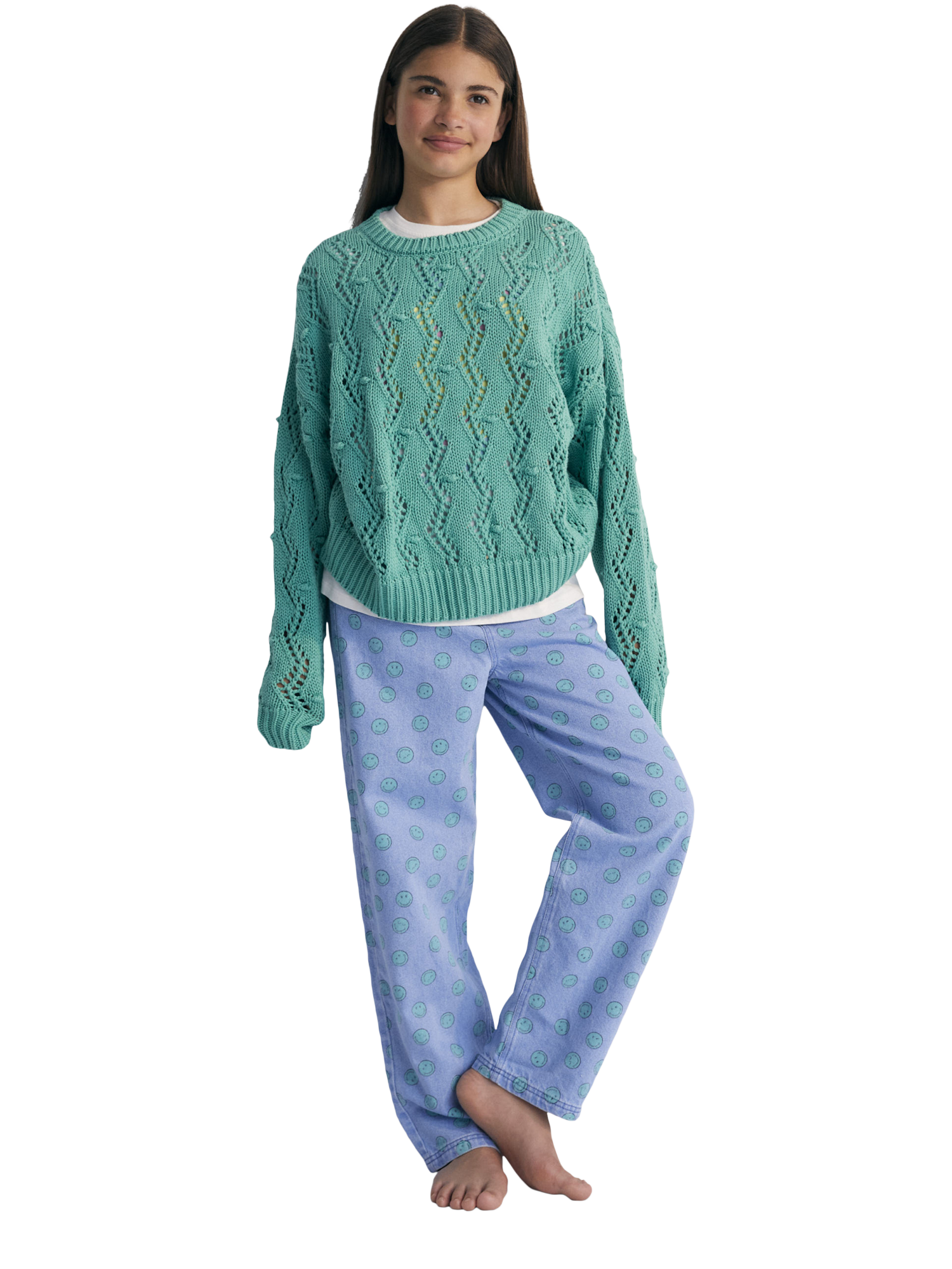 Product image 5 of 6, which shows The New Society Kids' Sifnos Cotton Knitted Ribbed Jumper, Jade, 4 years