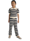 The New Society Kids' Marina Cotton Bicolour Striped Knit Trousers, Navy