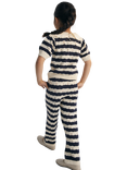 The New Society Kids' Marina Cotton Bicolour Striped Knit Trousers, Navy