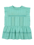 The New Society Kids' Corfu Cotton Blouse, Jade