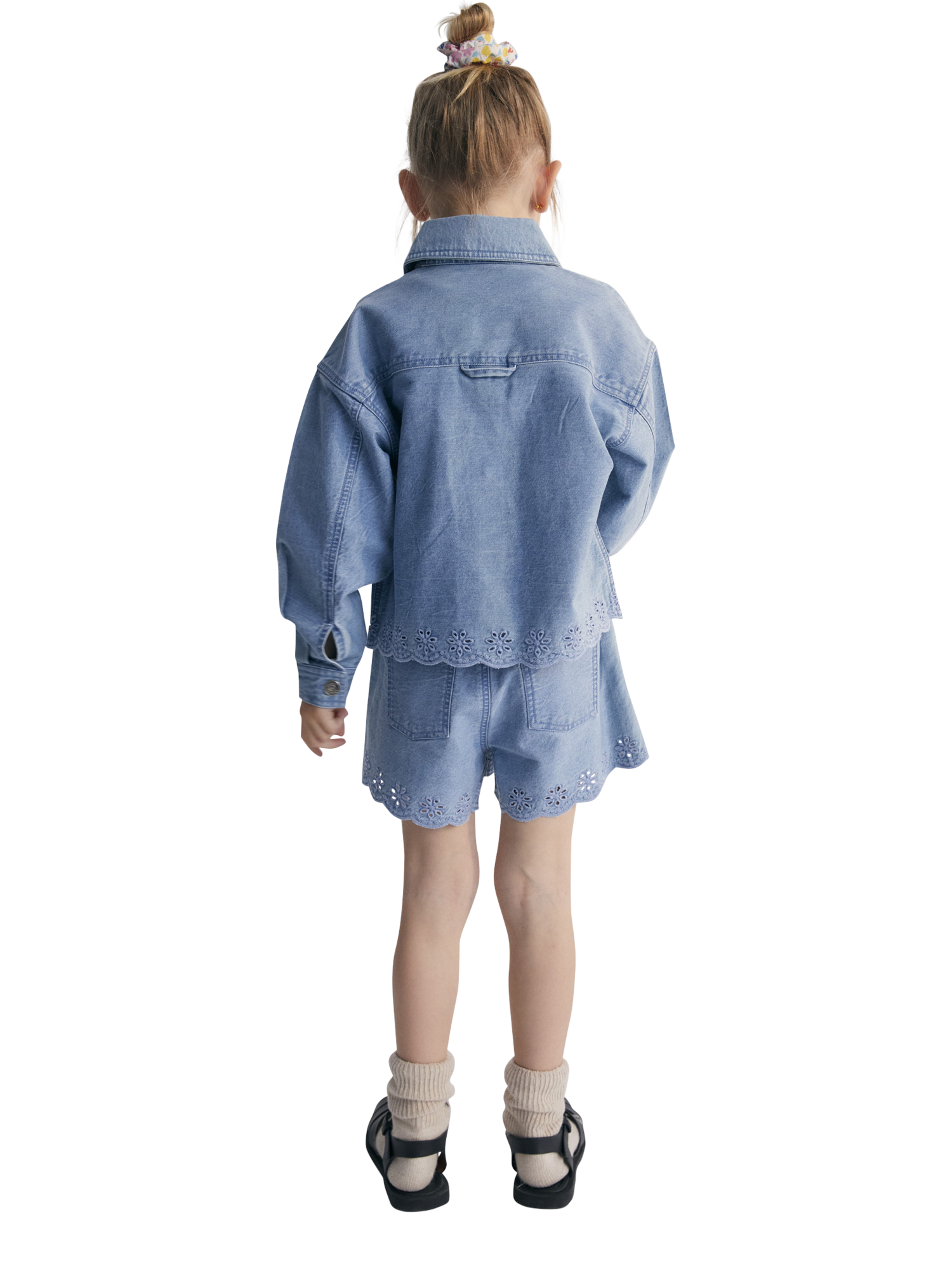 Product image 4 of 8, which shows The New Society Kids' Niobe Cotton Embroidered Denim Jacket, Denim, 4 years