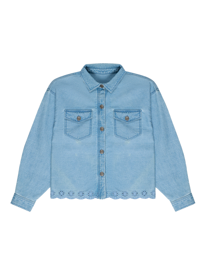 Product image 7 of 8, which shows The New Society Kids' Niobe Cotton Embroidered Denim Jacket, Denim, 4 years