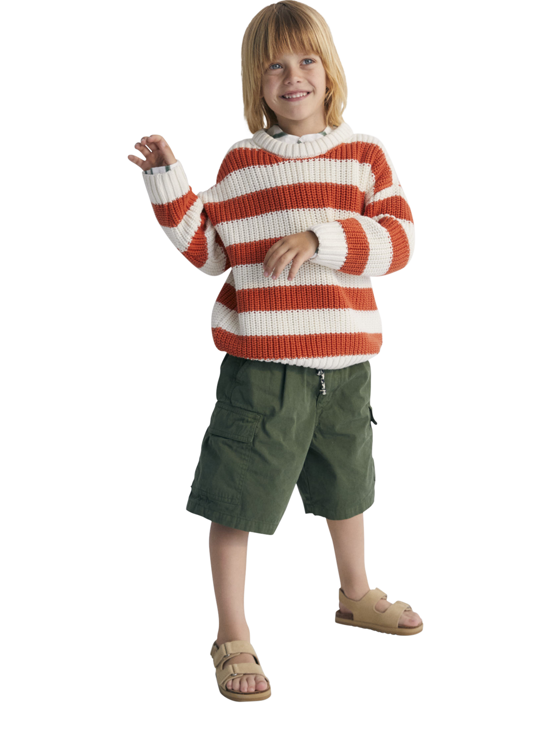 Product image 2 of 6, which shows The New Society Kids' Artemis Bermuda Cotton Drawstring Shorts, Forest, 4 years