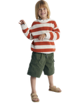 The New Society Kids' Artemis Bermuda Cotton Drawstring Shorts, Forest
