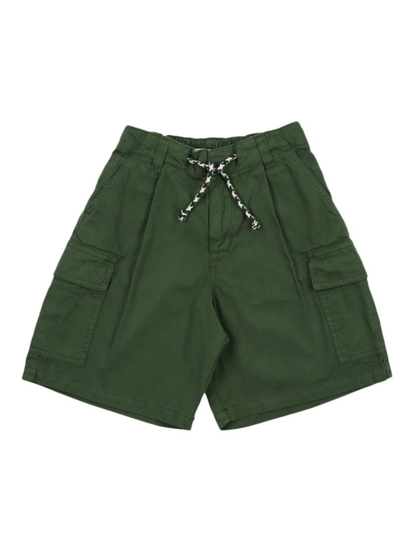 Product image 5 of 6, which shows The New Society Kids' Artemis Bermuda Cotton Drawstring Shorts, Forest, 4 years