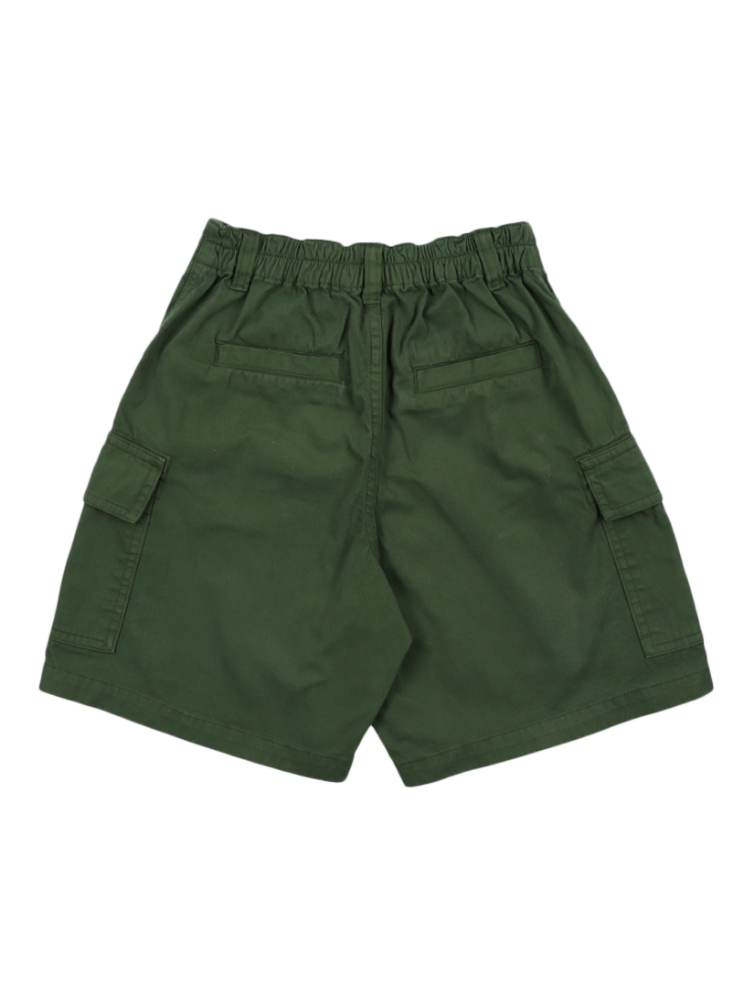 Product image 6 of 6, which shows The New Society Kids' Artemis Bermuda Cotton Drawstring Shorts, Forest, 4 years
