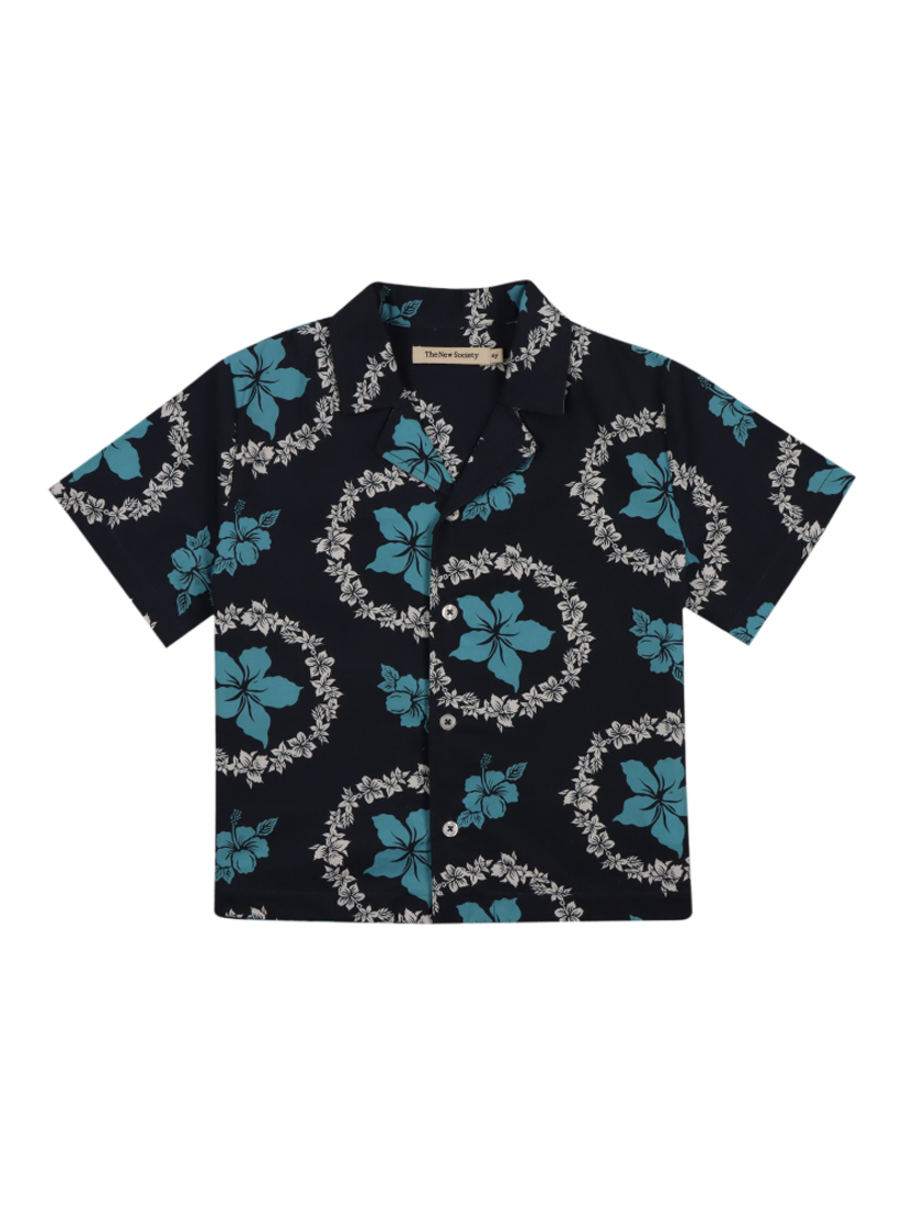 Product image 1 of 7, which shows The New Society Kids' Dionisio Cotton Button Shirt, Navy, 4 years
