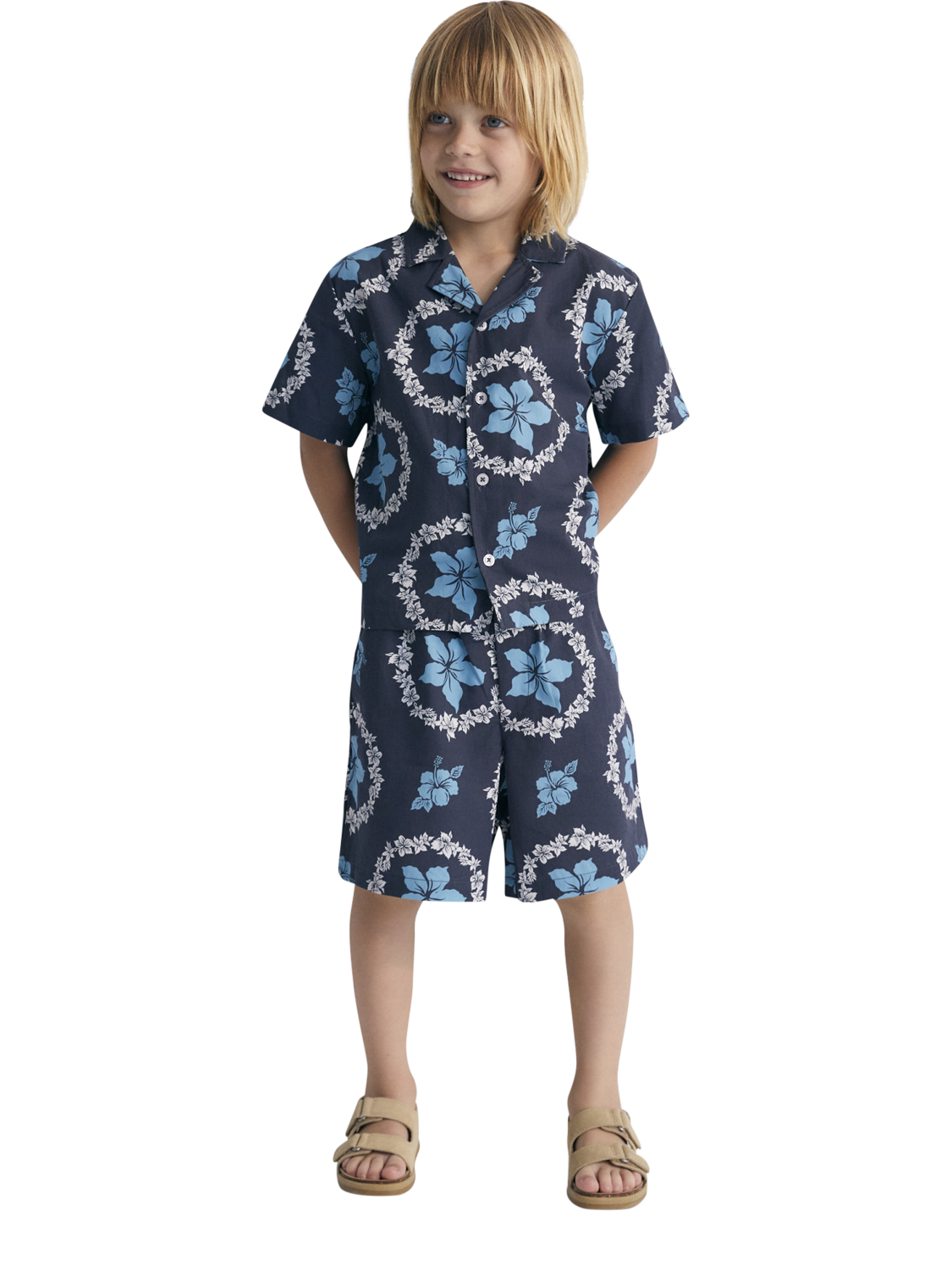 Product image 3 of 7, which shows The New Society Kids' Dionisio Cotton Button Shirt, Navy, 4 years