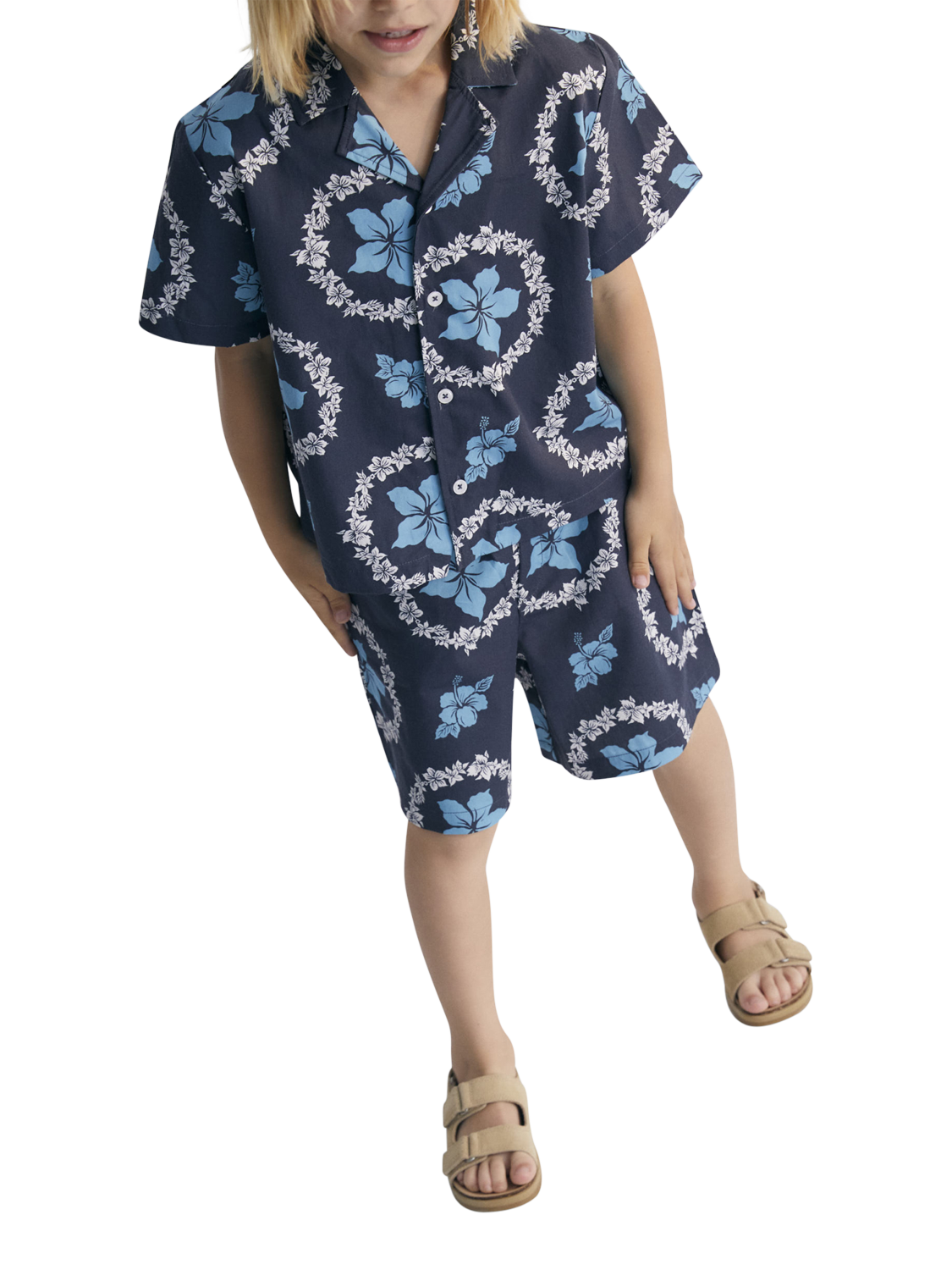 Product image 5 of 7, which shows The New Society Kids' Dionisio Cotton Button Shirt, Navy, 4 years