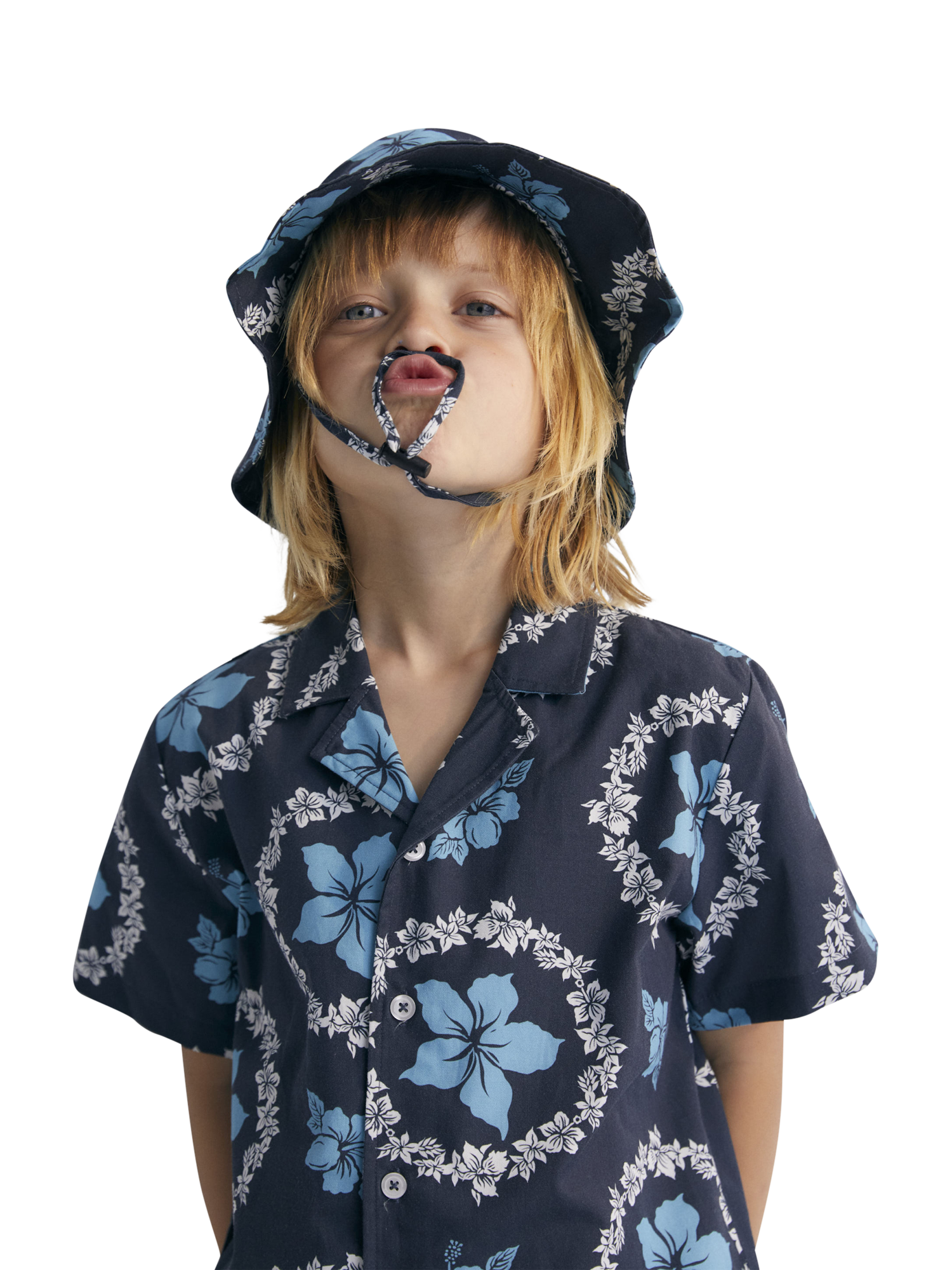 Product image 6 of 7, which shows The New Society Kids' Dionisio Cotton Button Shirt, Navy, 4 years