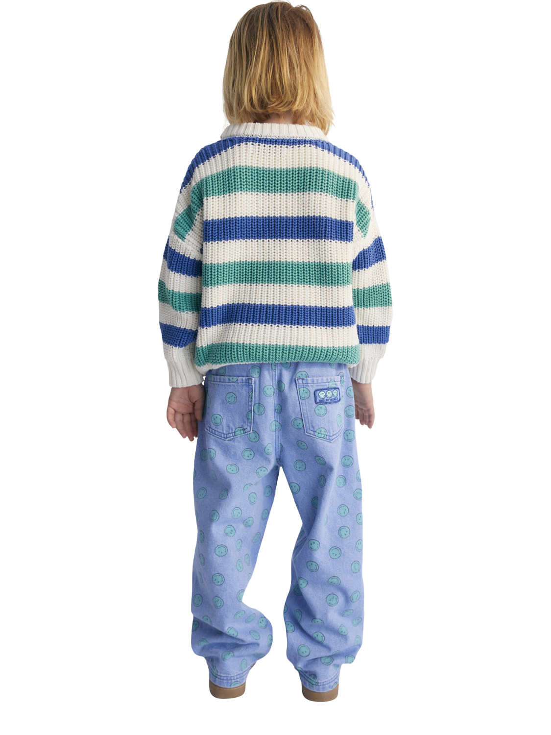 Product image 2 of 7, which shows The New Society Leto Cotton Ribbed Cuff Jumper, Jade, 4 years