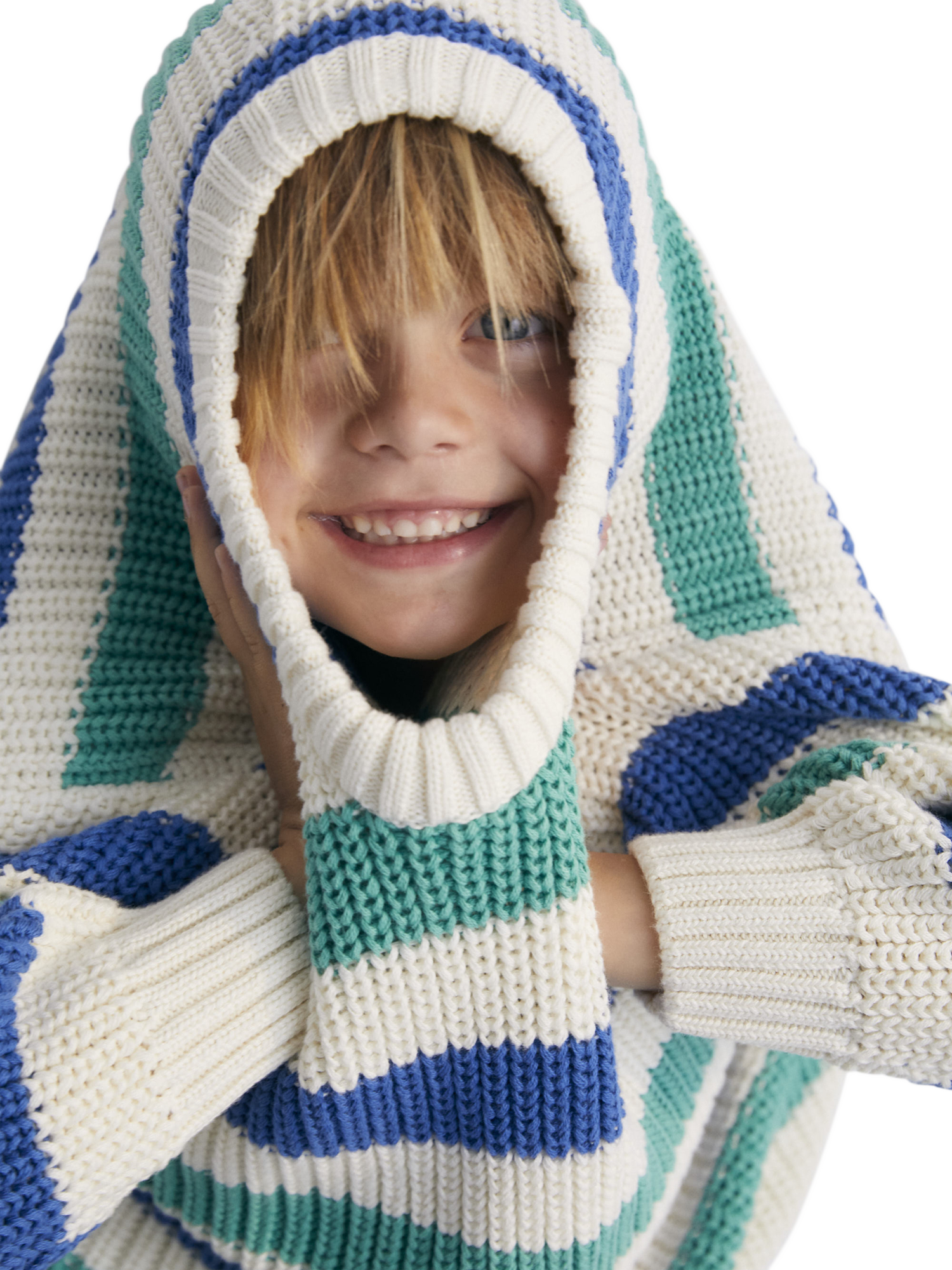 Product image 3 of 7, which shows The New Society Leto Cotton Ribbed Cuff Jumper, Jade, 4 years