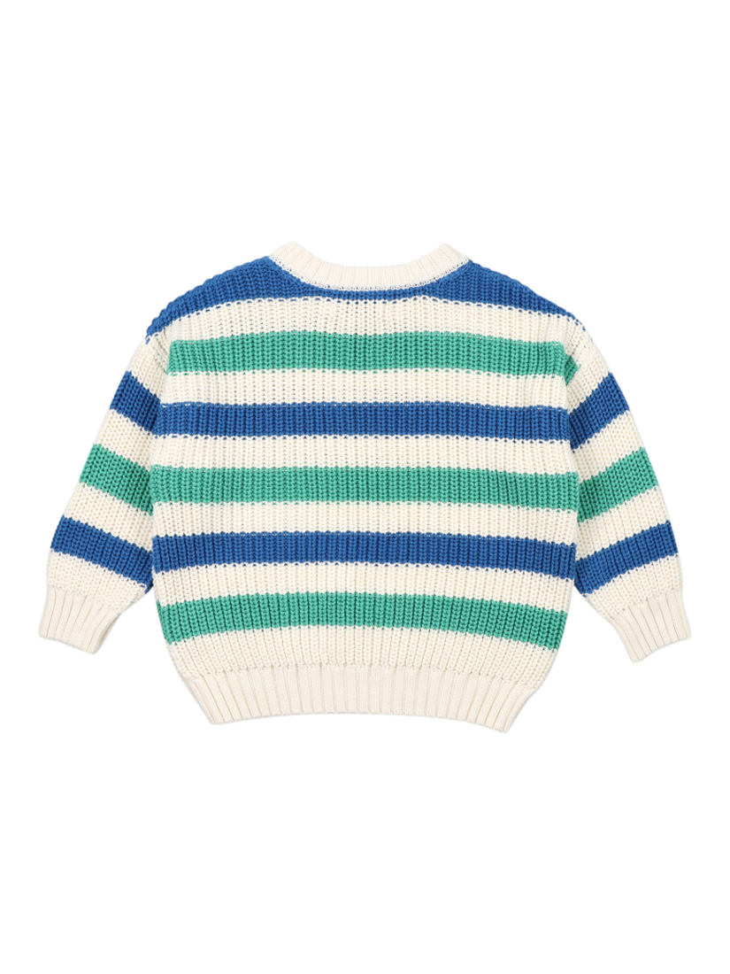 Product image 7 of 7, which shows The New Society Leto Cotton Ribbed Cuff Jumper, Jade, 4 years