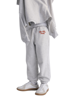 The New Society Kids' Ios Cotton Denim Joggers, Grey, Grey