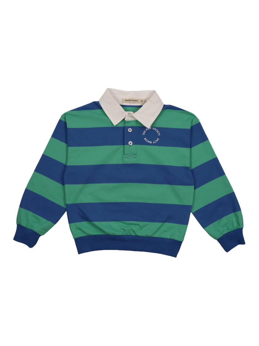 Product image 4 of 5, which shows The New Society Kids' Ares Cotton Piqué Crew Neck Polo T-Shirt, Cobalto, 4 years