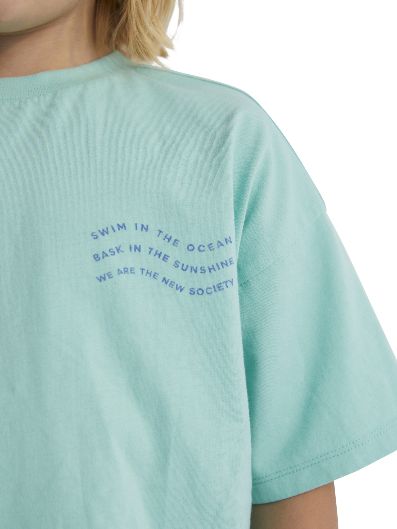 Product image 2 of 4, which shows The New Society Kids' Kymi  Cotton Short Sleeve Ribbed T-Shirt, Jade, 4 years
