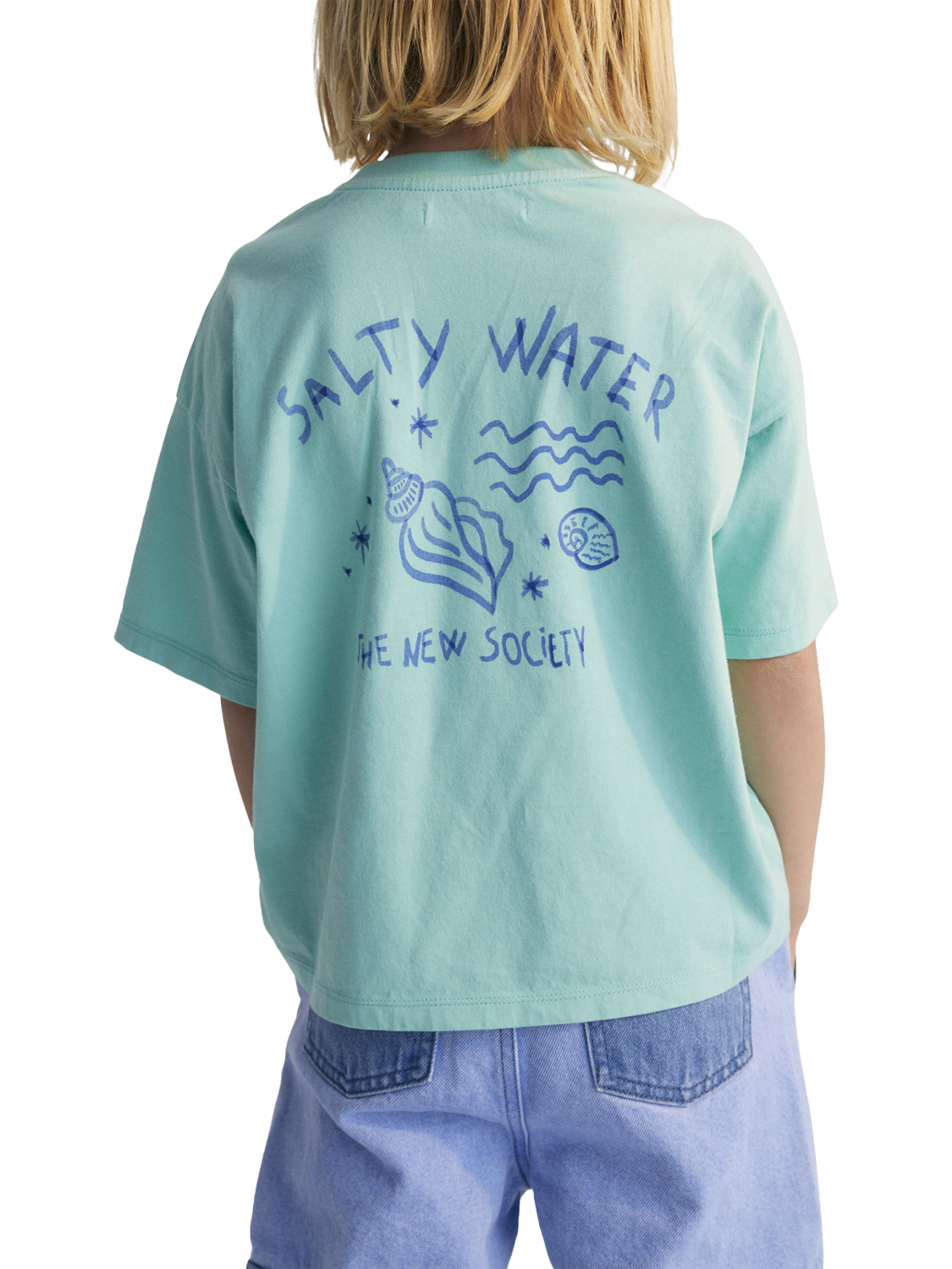 Product image 3 of 4, which shows The New Society Kids' Kymi  Cotton Short Sleeve Ribbed T-Shirt, Jade, 4 years