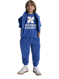 The New Society Kids' Mykonos Cotton Short Sleeve Logo T-Shirt, Cobalto