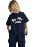 The New Society Kids' Pylos Cotton Raw Edge Short Sleeve Sweatshirt