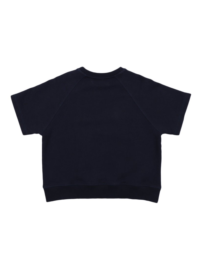 Product image 7 of 7, which shows The New Society Kids' Pylos Cotton Raw Edge Short Sleeve Sweatshirt, Navy, 4 years