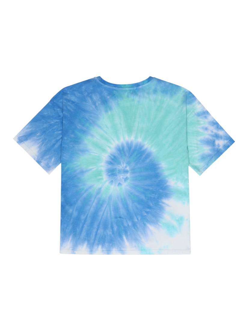 Product image 2 of 5, which shows The New Society Kids' Rhea Cotton Tie-Dye Short Sleeve Logo T-Shirt, Cobalto, 4 years
