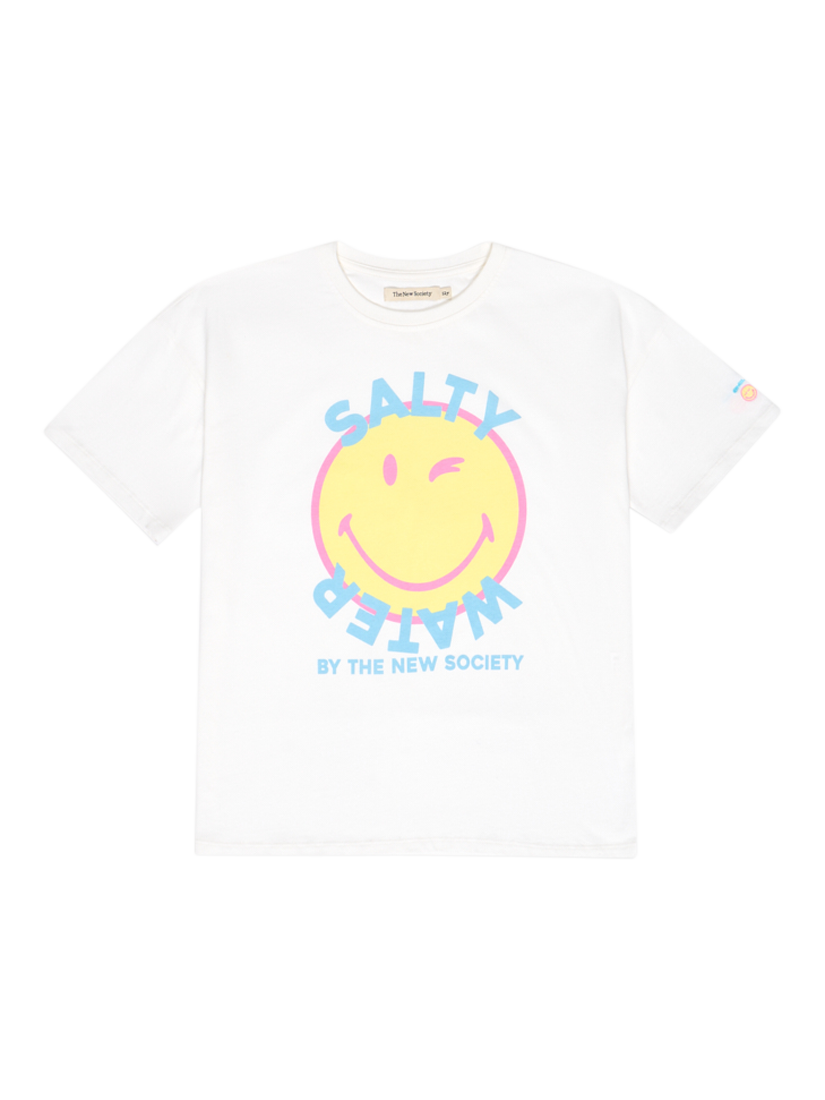 Product image 1 of 7, which shows The New Society Kids' Smiley Short Sleeve T-Shirt, White, 4 years