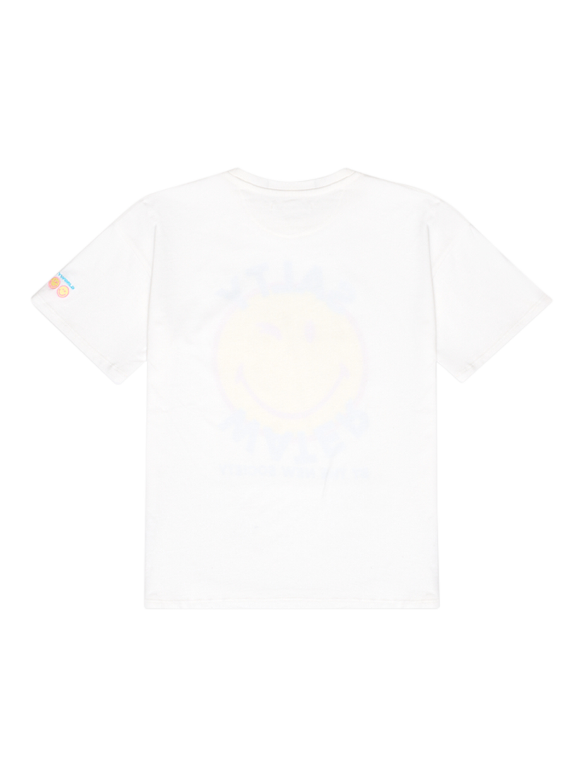Product image 2 of 7, which shows The New Society Kids' Smiley Short Sleeve T-Shirt, White, 4 years