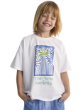 The New Society Kids' Thea Cotton Relaxed Palm Tree Print T-Shirt, White