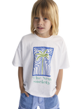 The New Society Kids' Thea Cotton Relaxed Palm Tree Print T-Shirt, White
