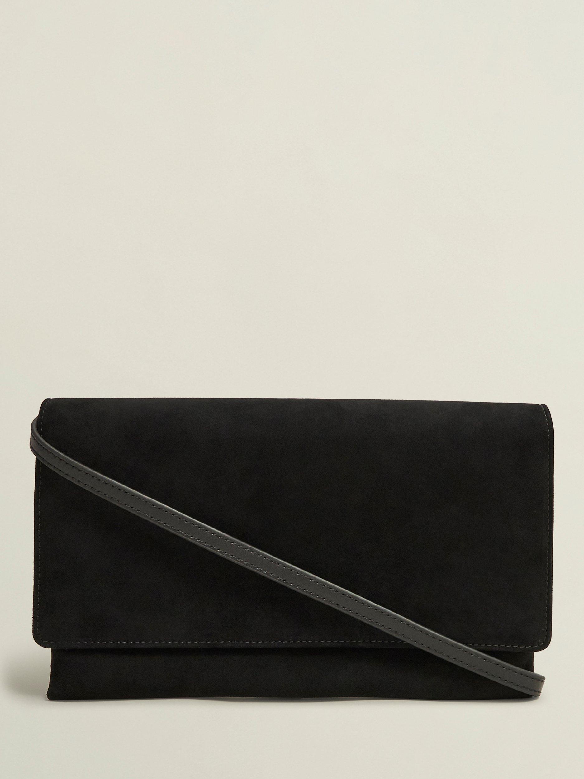 Hobbs Renata Suede Clutch Bag, Black