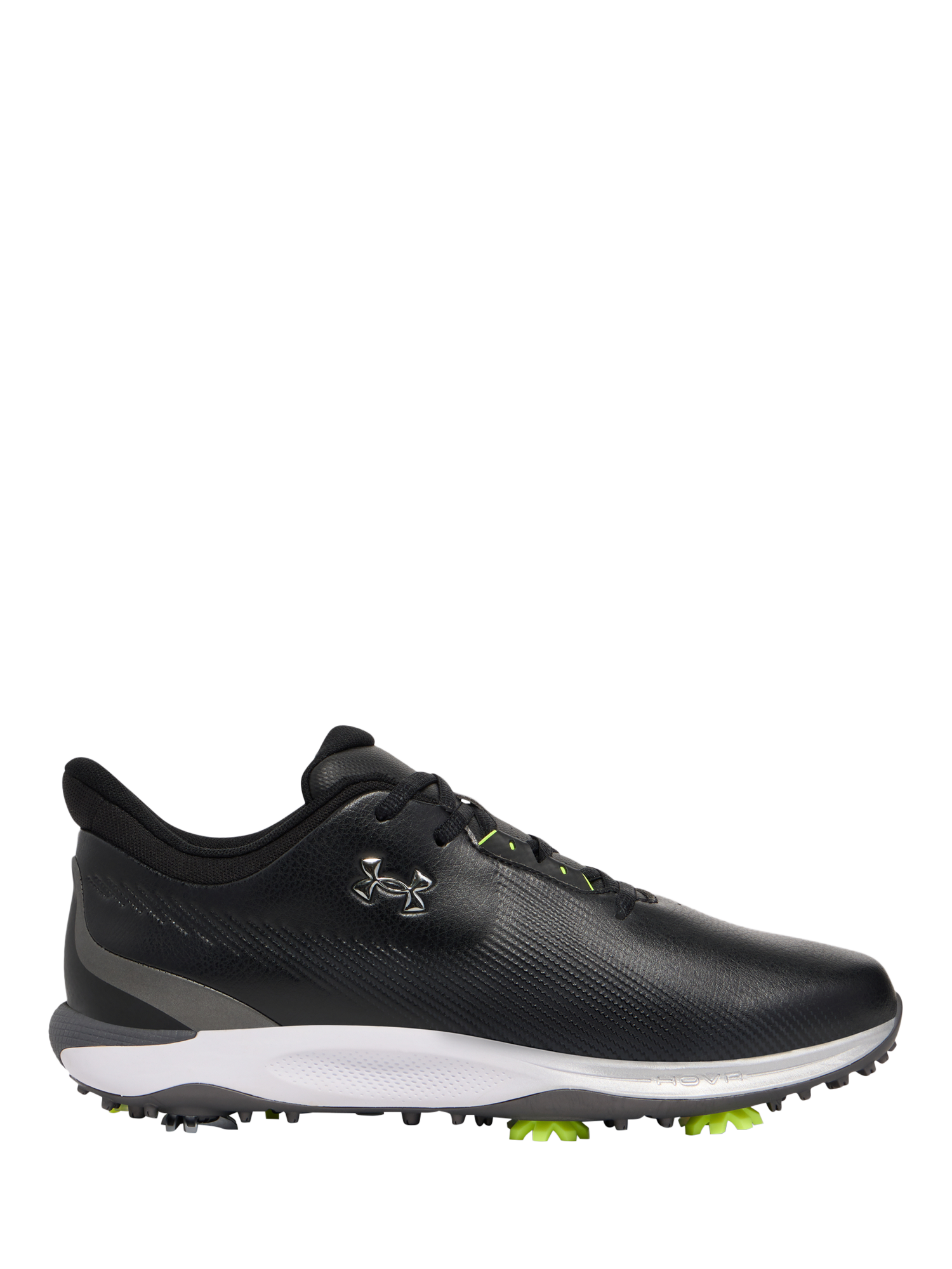 Product image 1 of 7, which shows Under Armour Men's HOVR Drive 2 Golf Shoes, Black /  Silver, 9