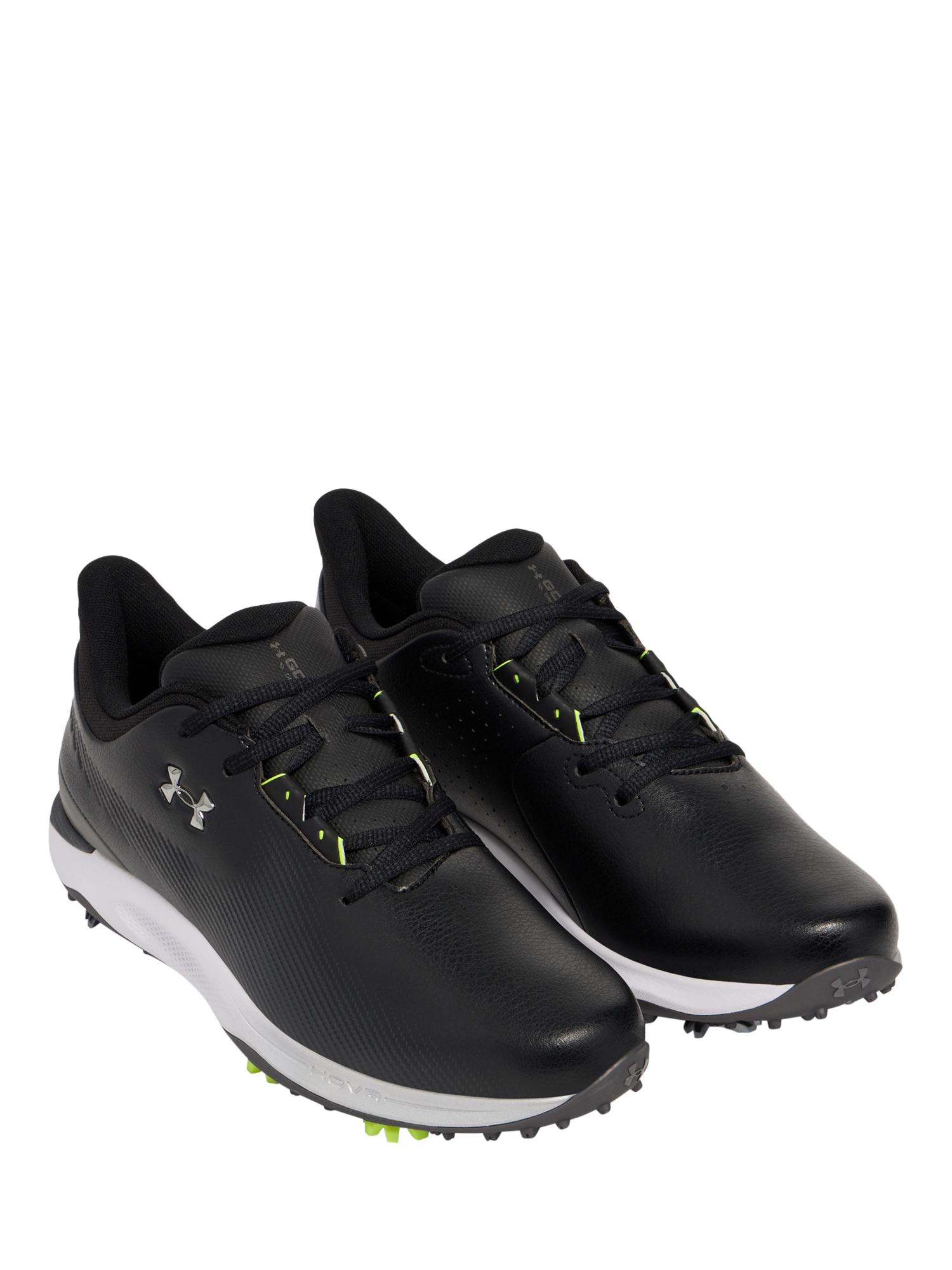 Product image 3 of 7, which shows Under Armour Men's HOVR Drive 2 Golf Shoes, Black /  Silver, 9