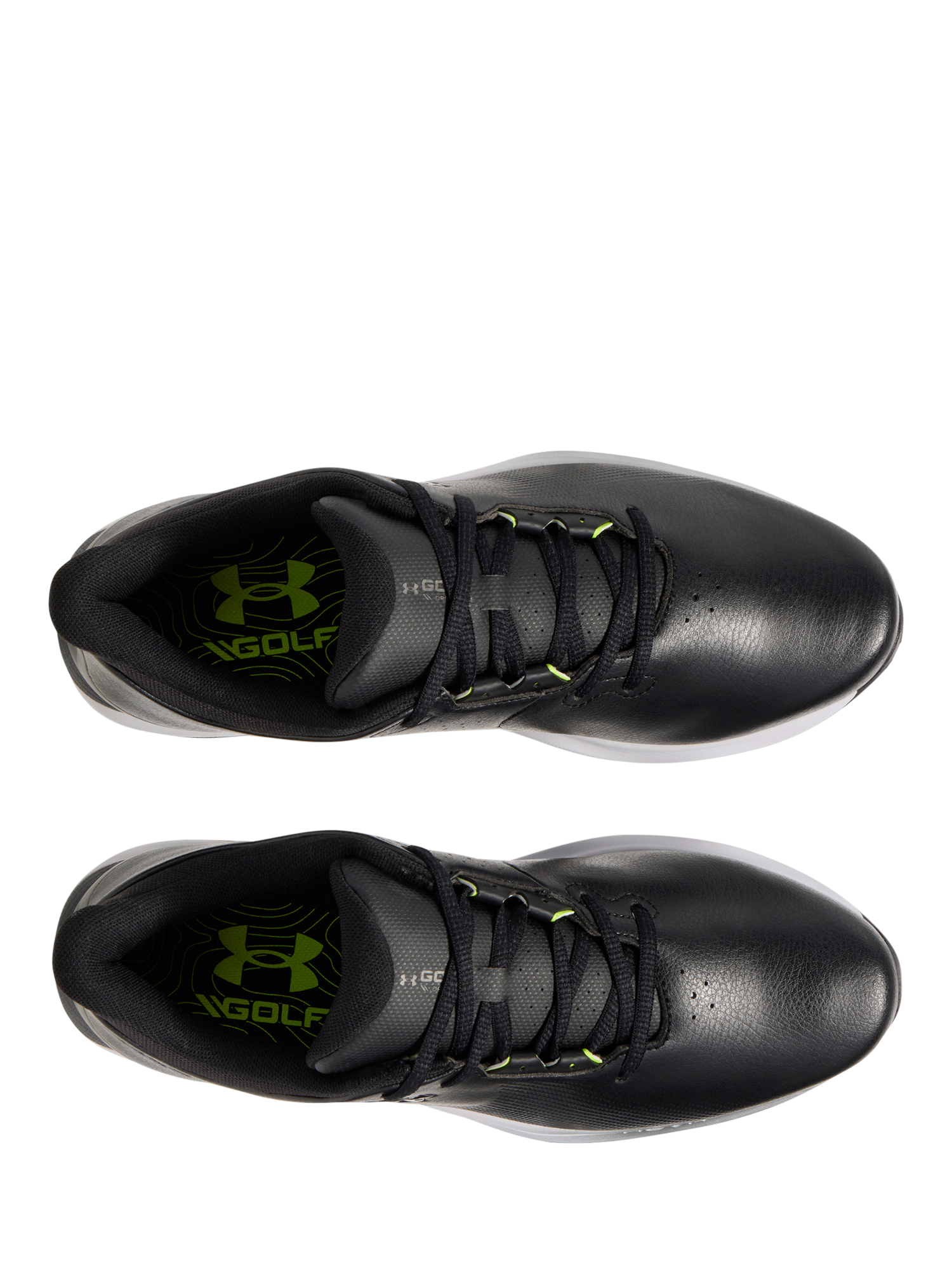 Product image 5 of 7, which shows Under Armour Men's HOVR Drive 2 Golf Shoes, Black /  Silver, 9