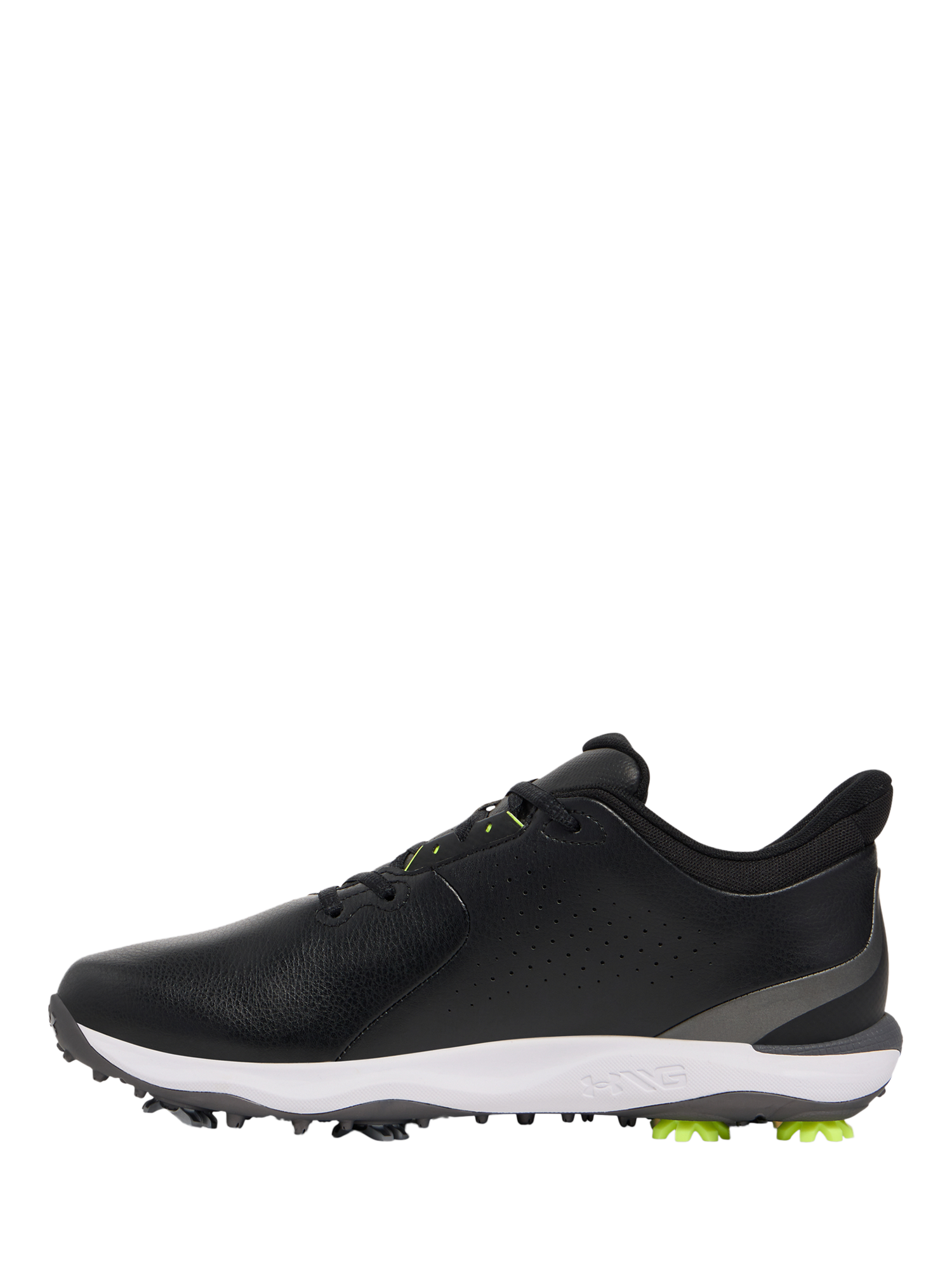 Product image 6 of 7, which shows Under Armour Men's HOVR Drive 2 Golf Shoes, Black /  Silver, 9