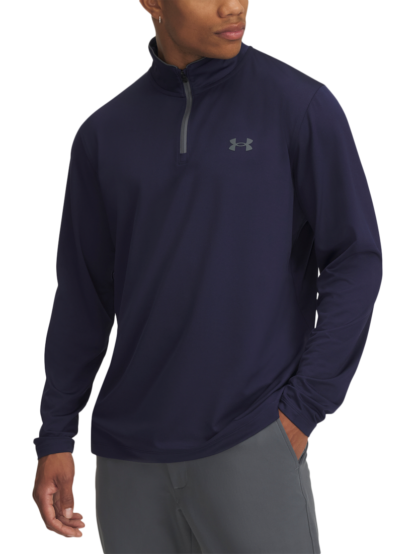 Product image 1 of 2, which shows Under Armour Men's Match Play 1/4 Zip Sweatshirt, Navy /  Pitch Gray, S