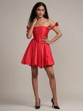 Lace & Beads Carly Flare Mini Dress, Red