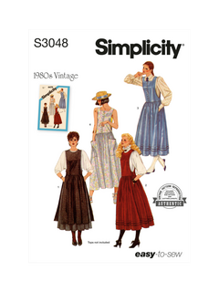 Simplicity Misses' 1980s Vintage Pinafores Sewing Pattern, S3048, H5