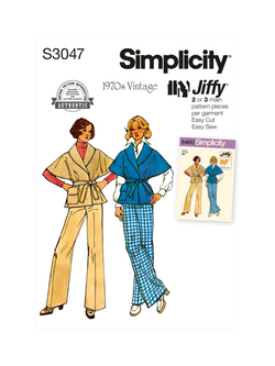 Simplicity Misses' 1970s Vintage Pants and Jacket Sewing Pattern, S3047, Multi