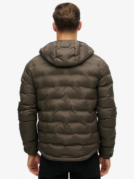Superdry Hooded Quilted Puffer Coat - view 2, After Dark Brown
