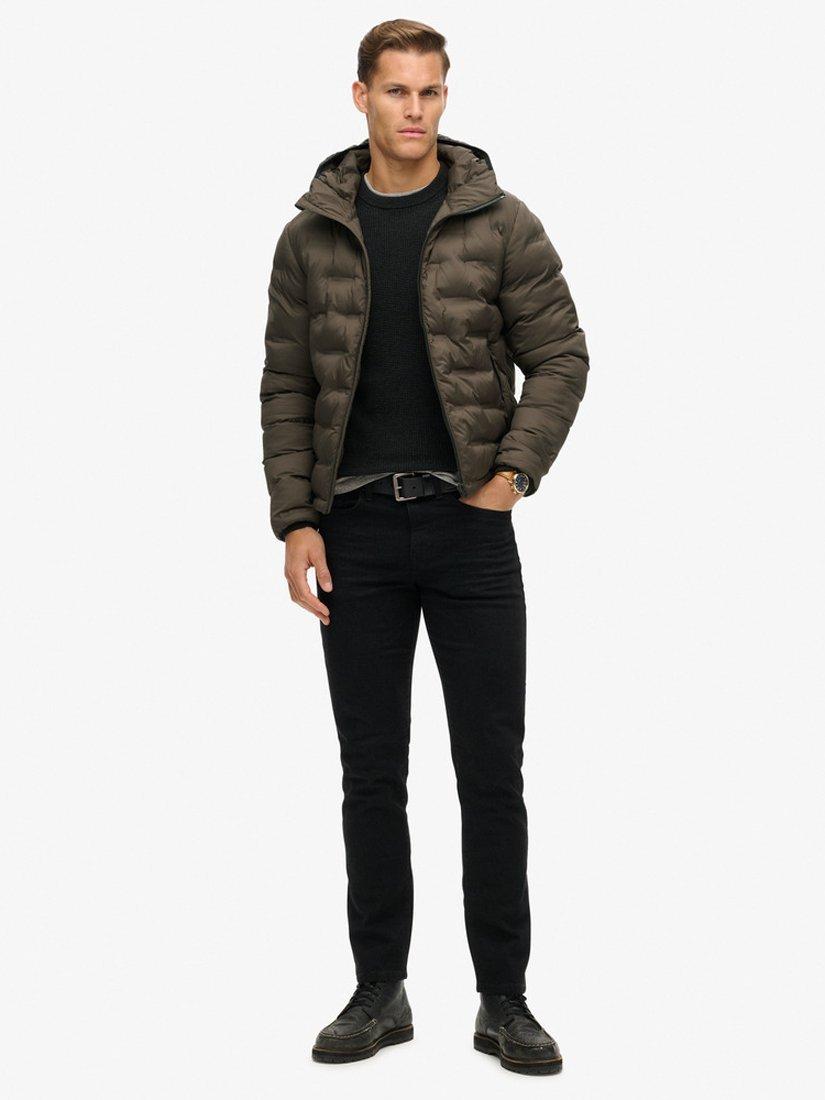 Product image 3 of 5, which shows Superdry Hooded Quilted Puffer Coat, After Dark Brown, S