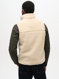 Superdry Vintage Retro Fleece Gilet - view 2, Oatmeal Beige