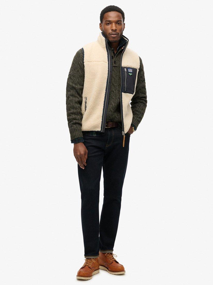 Product image 4 of 6, which shows Superdry Vintage Retro Fleece Gilet, Oatmeal Beige, S