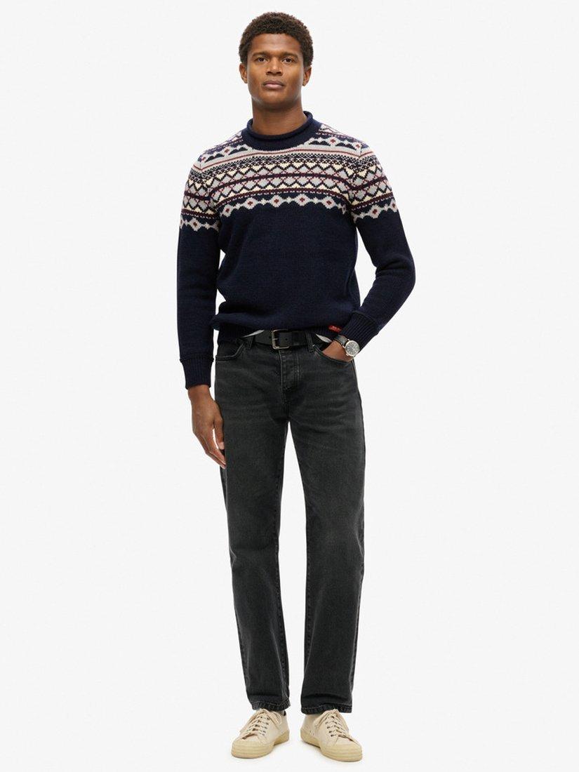 Product image 3 of 5, which shows Superdry Fairisle Roll Neck Jumper, Navy/Multi, S